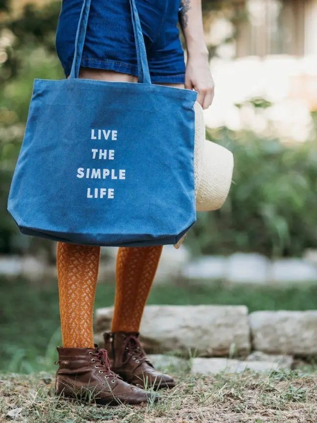 Live The Simple Life Tote Bag in Blue — Brushy Mountain Granola